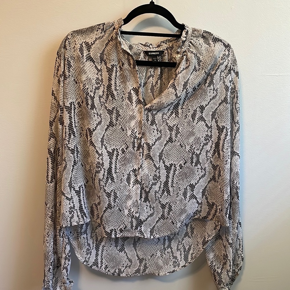 Express XS snake skin sheer shirt